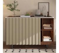 Khaki UnderSink Curtain Adhesive Hook & Loop Sliding Kitchen/Bathroom Window Cover 70x50cm Stylish Storage Solution for Cabinets & Shelves