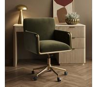 Khaki Velvet Office Swivel Tub Chair - Sonny