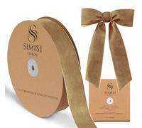 Khaki Velvet Ribbon 1.5'' 25 Yards for Christmas Tree, Gift Wrapping, Flower Bouquet, Wreath Decorations, Bow Making