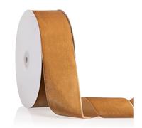 Khaki Velvet Ribbon 2 inch x 20 Yards, Christmas Ribbon Perfect for Christmas Tree Wreath Flower Bouquet Decoration, Handmade Crafts Ornaments, Gift Wrapping & Bow Making