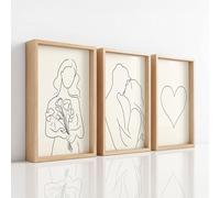 Khaki Wall Art Minimalist Prints for Home Decor Love Heart Romantic Canvas Prints Artwork Hanging Pictures for Bedroom Bathroom Living Room Hallway Kitchen or Office