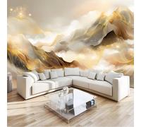 Khaki Wallpaper Mural, 200 x 140 cm Landscape Wall Mural, Non-Woven Abstract Lines Mysterious Mountains Print Photo Wallpaper Wall Mural Decoration Poster for Bedroom Living Room Decor