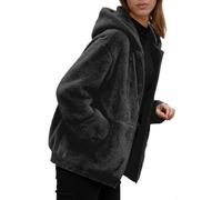 Khaki Winter Jackets for Women UK Iightweigght Jacket with Hooded Solid Color Warm Comfort Ladies Zip Up Teddy Hoodie Cozy Womens Coats Beige Green Black Hoodies Sherpa Fleece Lined Coat Pockets M L