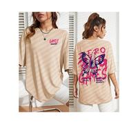 (Khaki-X1501-S0093h, M) Graphic & Letter Print Crew Neck T-Shirt Women Cotton Plus Size Tshirts Hip Hop Breathable Streetwear Soft Casual Short Sleeve