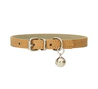 Khaki XS Dog Collar With Bell, Pu Leather Cat Collar With Bell Soft Puppy Collar Adjustable Buckle For Tiny Teacup XXS Extra Small Male Boys Kitten Pets Like Chihuahua, X-Small