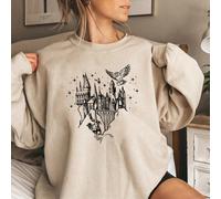 (Khaki, XXXL) Wizard Castle Sweatshirt Believe in Magic Hoodies Magical School Sweatshirts Women Long Sleeve Pullover Wizard School Hoodie Top