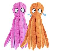 Khalor 2 Pack Squeaky Dog Toys, Octopus Plush Dog Toys Stuffless Crinkle Pet Toys for Small, Medium, Large Dogs Teething, Durable Interactive Dog Chew
