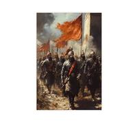 Khalsa Army March Art Print, Sikh Warriors Battle Scene Canvas Poster Wall Art Decor Print Picture Paintings for Living Room Bedroom Decoration 12" L X 18" W