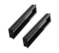 KHAMEO 2 Pcs Flush Sliding Door Pull Handles Recessed Cabinet Handles Aluminum Alloy Drawer Knob Slotted for Windows Cabinetsniture Door Levers,Matte Black (160Mm)/120Mm