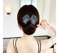 KHAMKARI Juda Hair Bun Accessories for Women,Quick Bun Maker for Hair,Medium Thick Clips Women White Floral Rhinestone Style Accessories Twist Clips Daily Party NEW (Feather)