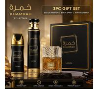 Khamrah Gift Set Eau de Parfum by Lattafa - 100ml + 200ml Deo + 300ml Air Freshe