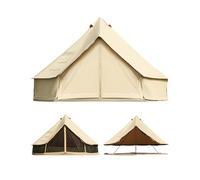 KHAN 4M Bell Tent for 4-6 People, Spacious All-Season Waterproof & Breathable Cotton Blend Tent, High Wind-Resistant Structure for Family Camping and Glamping
