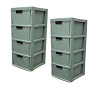 Khanary 2x 4 storage drawer Compact Furniture drawer Cabinet Stackable Tower Multi-tier Home, Kitchen,Bathroom,Desk,Office,School,Garage - (Sage Green, Large)