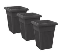 Khanary 40cm Sovereign Pillar Upright Tall Planters -Modern Square Flower Pot Garden, Patio, Front Door, decks, doorways, balconies, or offices (40cm Planter-Black, 3x 40cm Planter)