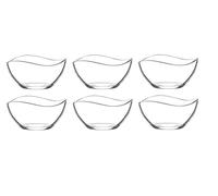 Khanary 6 Piece Glass Dessert Bowls Sundae Ice Cream Appetiser Fruit Salads Pudding Glass Dishes Small Fruit Serving Starter Glass Bowls Beautiful Wavy Design 300ml Set of 6