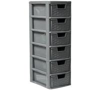 Khanary 6 Tier mini Storage Drawers Unit Grey Small Tower Unit Homes, Kitchen, Schools, Offices Plastic Drawer Organizer Desktop Table Top Drawers Stationary (6 Drawer Mini Grey Rattan Style)