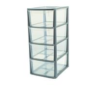 Khanary A4 Plastic Storage 4 Drawer Silver Unit- Medium Vertical File Cabinet- Easy pull drawers- Home, Paperwork, Office Supplies, Stationery,Documents, Magazines, Bedside- 63(H) x35(D) x29(W)