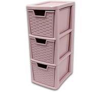 Khanary A5 Plastic Storage Drawer 3,4 Tier Medium Cabinet- Stackable Tower Slim Drawer Multi-tier Home, Kitchen,Bathroom,Desk,Office,School,Garage -62(H) x 25D x 19W cm (Pink, 3 Drawer)