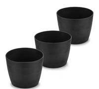 Khanary - Half Barrel Plastic Round Whisky Plant Pot 34cm - No Drainage Holes Indoor & Outdoor Planter for Herbs Flowers Patio Garden Terrace Pot - Durable Plant Container 28.5 x 34 x 27cm (3X Black)
