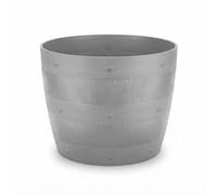 Khanary - Half Barrel Plastic Round Whisky Plant Pot 34cm - No Drainage Holes Indoor & Outdoor Planter for Herbs Flowers Patio Garden Terrace Pot - Durable Plant Container 28.5 x 34 x 27cm (1X Grey)