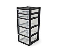 Khanary XL Plastic Storage Drawer Unit 4,6,8,5 Tier- Black/Clear Deep Shallow Drawers-Home, Office, Bedroom, Kitchen Garage (Black/Clear, 5 Tier Shallow Deep Drawer)