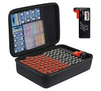 Khanka Hard Battery Case Storage Organizer Box Bag with Battery Tester -Holds 116 Batteries AA AAA - Fits for D-FantiX Digital Battery Tester BT-168D. (Case with Battery Tester)