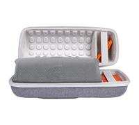 Khanka Hard Case with Shoulder Strap for JBL Charge 5/ Charge 4 Portable Bluetooth Waterproof Speaker. (White Gray)
