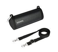 Khanka Silicone Case for Sonos Roam 2/Roam/Roam SL Portable Wireless Speaker, with Shoulder Strap and Carabiner. (Black)