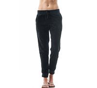 Khanomak Women's Drawstring Velvet Velour Front Slant Pockets Casual Joggers Trousers (Small, Black)