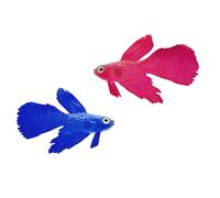 khanoqq 2 Pack Aquarium Floating Swimming Betta Fish Decor, Vivid Artificial Fish Tank Glowing Fish Ornament, Lifelike Funny Aquarium Fish Scenery for Betta Fish Lovers Small to Large Tank (Betta)