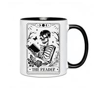 khanoqq Book Lovers Coffee Mug, Tarot Card Skull Reading Gift for Reader Woman Man, 11 oz Gothic Vibes Ceramic Water Coffee Cup for Witchy Smutty Spicy Bookworms Fantasy Reader Book Club Party