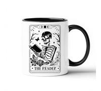 khanoqq Book Lovers Coffee Mug, Tarot Card Skull Reading Gift for Reader Woman Man, 11 oz Gothic Vibes Ceramic Water Coffee Cup for Witchy Smutty Spicy Bookworms Fantasy Reader Book Club Party