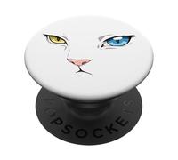 Khao Manee Rare Odd-Eye Thai Breed White Japanese Anime Cat PopSockets Adhesive PopGrip