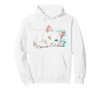 Khao Manee Rare Odd-Eye Thai Breed White Japanese Anime Cat Pullover Hoodie