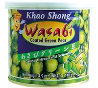 Khao Shong Roasted Green Peas with Wasabi, Crunchy Peas in Sharp Dough Sheet, Low Fat Alternative to Nuts, Medium Sharpness, 12 x 140g Tubs