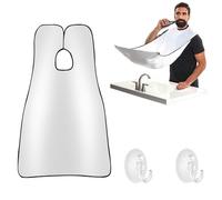 KHAOP Shaving Bib with 2 Suction Cups for Men's Facial Trimming Grooming - White