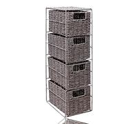 KHAPALWAK Paper Rope 4-Tier Drawers Unit with Metal Frame, Storage Organizer Unit for Bedroom Living Room Closet, Compact Organiser