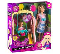 KHAPALWAK World Day Out At The Park- Bunch Of Accessories Park Playset Includes 1xlittle Lucy Doll- 1xmum Doll- 1x milo The Dog- 1xplay Camera- 1xswing- Ideal Playset For Role-play (28 X 32 X 9.5cm)