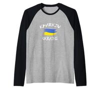 Kharkiv Ukraine Souvenir Ukrainian Country Flag Brushed Raglan Baseball Tee