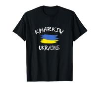 Kharkiv Ukraine Souvenir Ukrainian Country Flag Brushed T-Shirt