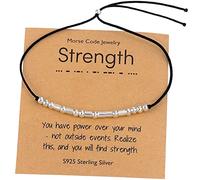 KharmLaddy Morse Code Bracelets for Women Personalised Sterling Silver Bracelet Inspirational Gifts for Friendship Valentine Graduation Christmas Birthday Strength