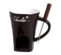 KHASCBNF Chocolate Fondue Cups Candle Cup Cheese Chocolate Melting Ceramic Mug with Fork Personal Fondue Mugs Creative Coffee for Candy(White)