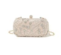 KHASCBNF Evening Bag Gorgeous and Shiny Heavy Handmake Diamond-Studded Rhinestones Beaded Flower Pattern Hand Party Wedding Dinner Bag(Gold)