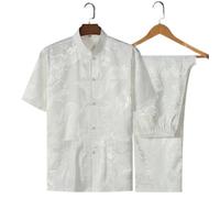 KHASCBNF Kung Fu Uniform Silk Dragon Pattern Retro Tang Suit Kung Fu Tai Chi Clothes Men's Hanfu with Pocket Shirt Bottoming Shir(Suit 17,180 for72.5to82.5kg)