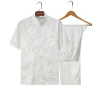 KHASCBNF Kung Fu Uniform Silk Dragon Pattern Retro Tang Suit Kung Fu Tai Chi Clothes Men's Hanfu with Pocket Shirt Bottoming Shir(Suit 8,190 for90to102.5kg)