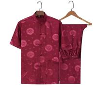 KHASCBNF Kung Fu Uniform Silk Dragon Pattern Retro Tang Suit Kung Fu Tai Chi Clothes Men's Hanfu with Pocket Shirt Bottoming Shir(Suit 13,175 for62.5to72.5)