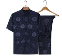 KHASCBNF Kung Fu Uniform Silk Dragon Pattern Retro Tang Suit Kung Fu Tai Chi Clothes Men's Hanfu with Pocket Shirt Bottoming Shir(Suit 7,180 for72.5to82.5kg)