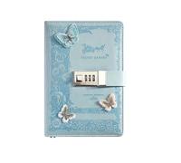 KHASCBNF Lockable Diary A5 Retro Password Notebook with Lock Journals Thicken Hand Ledger Handbook Student Notepad Diary Binder Stationery(Blue)