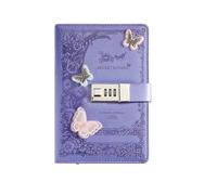 KHASCBNF Lockable Diary A5 Retro Password Notebook with Lock Journals Thicken Hand Ledger Handbook Student Notepad Diary Binder Stationery(Purplr)