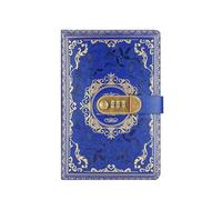 KHASCBNF Lockable Diary Retro Digital Password Notebook Journal With Lock A5 Diary for Men and Women PU Leather Combination Persons Privacy(Blue)